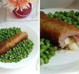 Опускаем рулет во взбитое яйцо, обваливаем в панировочных сухарях и жарим со всех сторон на среднем огне, на растительном масле до готовности.
Подаем блюдо к столу с любимым гарниром.