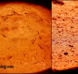 Выпекаем корж до готовности, это займет 35-45 минут. Степень готовности определяем зубочисткой. Готовый корж вынимаем из духовки, даем постоять 10 минут, затем аккуратно извлекаем из формы, перекладываем на решетку для окончательного остывания. Когда корж остыл, острым ножом разделяем его на 3 тонких коржа.